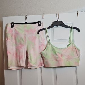 Fabletucs Tie-Dye Pastel Active Set - Crop Top & Biker Shorts